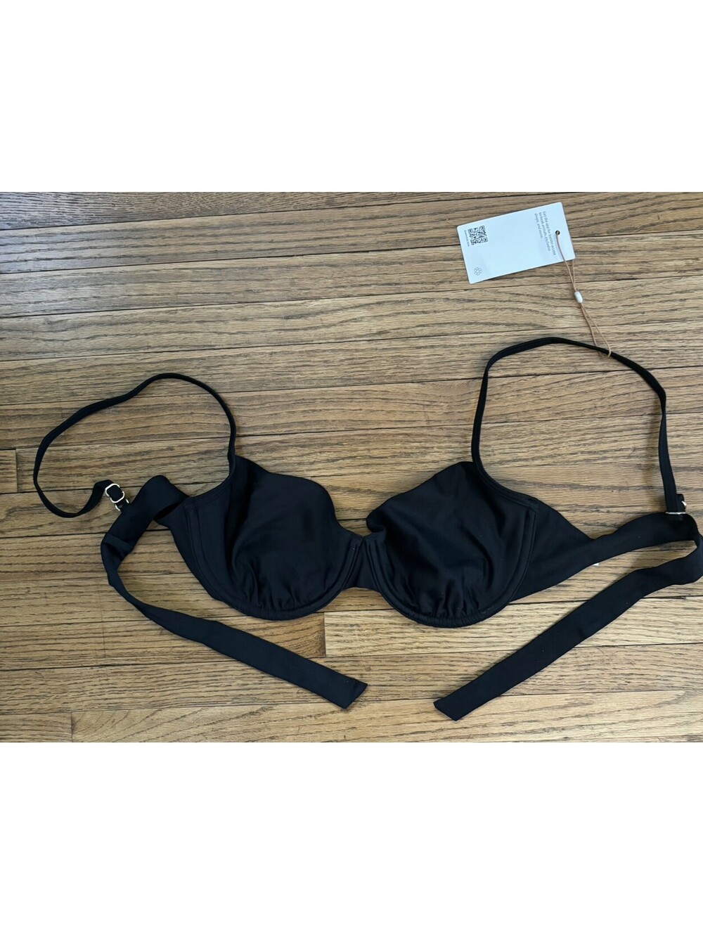 Quince Womens Italian Demi Bikini Top L - Black